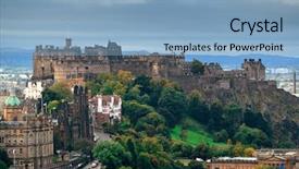  Presentation with united kingdom - PPT theme enhanced with stronghold - edinburgh castle as the famous background and a light blue colored foreground