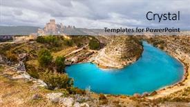  Presentation with medieval - Audience pleasing PPT theme consisting of stronghold - impressive medieval castle alarcon backdrop and a light blue colored foreground