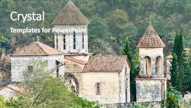  Presentation with georgia aquarium - Colorful PPT layouts enhanced with stronghold - motsameta monastery in georgia backdrop and a gray colored foreground