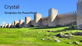  Presentation with panoramic - PPT layouts with stronghold - panoramic view of medieval city background and a light blue colored foreground