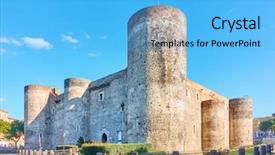  Presentation with italy - Colorful presentation theme enhanced with stronghold - ursino castle in catania italy backdrop and a light blue colored foreground