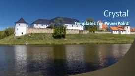  Presentation with czech republic - Beautiful presentation design featuring stronghold-of-zumberk-southern-bohemia backdrop and a ocean colored foreground
