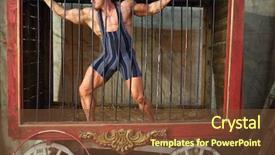  Presentation with cage - PPT theme having strongman tries to break free background and a tawny brown colored foreground