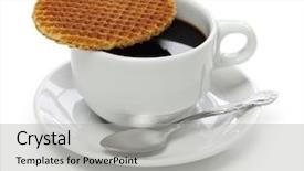  Presentation with kue waffle - Slide set enhanced with stroopwafel caramel waffle and coffee background and a  colored foreground