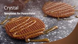  Presentation with slate - Presentation design enhanced with stroopwafels-with-caramel-sauce background and a tawny brown colored foreground