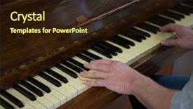  Presentation with blue piano - PPT theme featuring struck - close-up of man playing piano background and a  colored foreground