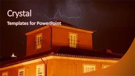  Presentation with old house - PPT theme enhanced with struck - lightning over an old house background and a  colored foreground