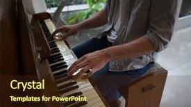  Presentation with arabic music arab man playing - Slide deck featuring struck - mid section of man playing background and a  colored foreground