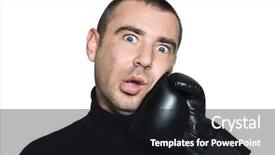  Presentation with studio - Amazing PPT theme having struck - studio shot portrait on isolated backdrop and a  colored foreground