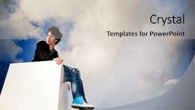  Presentation with reflection looking back to go forward - Colorful presentation theme enhanced with struck - teenager looking back future backdrop and a lemonade colored foreground