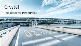  Presentation with empty road motion blur - Audience pleasing presentation design consisting of struction - empty road through modern building backdrop and a  colored foreground