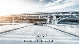  Presentation with modern building - Colorful PPT theme enhanced with struction - empty road through modern building backdrop and a  colored foreground