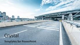  Presentation with asphalt road - PPT theme consisting of struction - skyline empty asphalt road background and a  colored foreground
