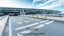  Presentation with asphalt road - Audience pleasing slide deck consisting of struction - skyline empty asphalt road backdrop and a  colored foreground