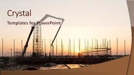  Presentation with steel construction - Cool new PPT theme with struction - steel structure on construction site backdrop and a  colored foreground