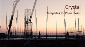  Presentation with steel construction - Slides enhanced with struction - steel structure on construction site background and a lemonade colored foreground