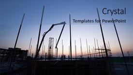  Presentation with steel construction - PPT layouts consisting of struction - steel structure on construction site background and a  colored foreground