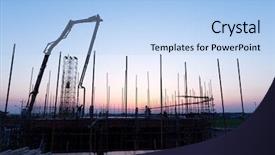  Presentation with steel construction - Slides having struction - steel structure on construction site background and a  colored foreground