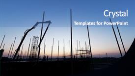 Presentation with steel construction - PPT layouts featuring struction - steel structure on construction site background and a  colored foreground