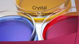  Presentation with liquid - Amazing theme having structur organic chemical - color liquid in petri dishes backdrop and a gold colored foreground