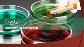  Presentation with liquid - Colorful theme enhanced with structur organic chemical - color liquid in petri dishes backdrop and a  colored foreground