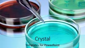  Presentation with biology fungi petri dishes - Slide set enhanced with structur organic chemical - color liquid in petri dishes background and a cyan colored foreground