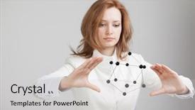  Presentation with crystal lattice - PPT layouts having structur organic chemical - woman scientist holding model background and a light gray colored foreground