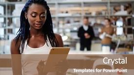  Presentation with engineering design - Presentation featuring structural calculation - african-american girl in design background and a tawny brown colored foreground