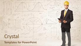  Presentation with concept - Presentation design having structural calculation - handsome engineer calculating with hand background and a lemonade colored foreground