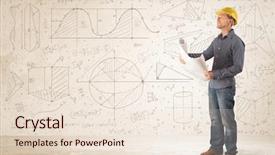  Presentation with hand drawn brush stroke design - Cool new PPT theme with structural calculation - handsome engineer calculating with hand backdrop and a lemonade colored foreground