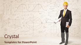  Presentation with concept - Presentation theme consisting of structural calculation - handsome engineer calculating with hand background and a lemonade colored foreground