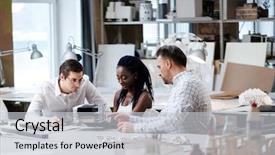  Presentation with engineering design - Presentation theme with structural calculation - multiracial team working in design background and a light gray colored foreground