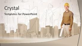  Presentation with structural engineering - Presentation theme with structural engineering - business engineer planing at construction background and a sky blue colored foreground