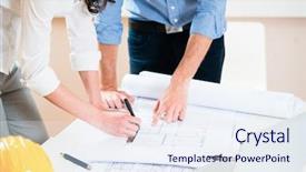  Presentation with structural - Presentation theme enhanced with structural engineering - civil engineers in discussion background and a sky blue colored foreground