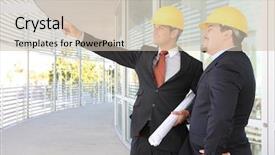  Presentation with structural engineering - Beautiful presentation theme featuring structural engineering - men architects on building construction backdrop and a soft green colored foreground