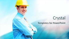  Presentation with structural engineering - Colorful PPT theme enhanced with structural engineering - young architect wearing a protective backdrop and a cool aqua colored foreground