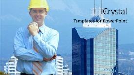  Presentation with structural engineering - Colorful PPT theme enhanced with structural engineering - young architect wearing a protective backdrop and a light blue colored foreground