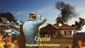  Presentation with plane crash - Cool new presentation design with structural failures - man looking at the house backdrop and a tawny brown colored foreground