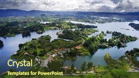 Presentation with colombia - PPT theme having structural geology - guatape lake in antioquia colombia background and a tawny brown colored foreground
