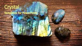  Presentation with crystals - Slides having structural geology - polished labradorite crystals on wooden background and a tawny brown colored foreground