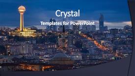  Presentation with skyline - PPT theme featuring capital structure - ankara skyline at night background and a ocean colored foreground