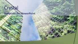  Presentation with green city - PPT theme featuring structure earth - green city - double exposure background and a sky blue colored foreground