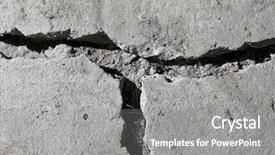  Presentation with concrete cracked - Presentation having structure earthquake fault - cracked road concrete close up background and a gray colored foreground