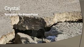  Presentation with concrete cracked - Beautiful presentation featuring structure earthquake fault - cracked road concrete close up backdrop and a gray colored foreground