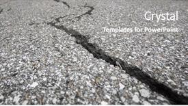  Presentation with asphalt - Cool new presentation theme with structure earthquake fault - cracked road on asphalt close backdrop and a gray colored foreground