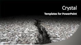  Presentation with earthquake - Slides with structure earthquake fault - cracked road on asphalt close background and a black colored foreground