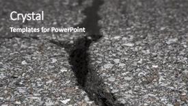  Presentation with asphalt road - PPT layouts consisting of structure earthquake fault - cracked road on asphalt close background and a dark gray colored foreground