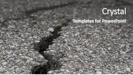  Presentation with asphalt road - Beautiful slides featuring structure earthquake fault - cracked road on asphalt close backdrop and a dark gray colored foreground