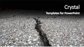  Presentation with asphalt - Colorful PPT layouts enhanced with structure earthquake fault - cracked road on asphalt close backdrop and a  colored foreground