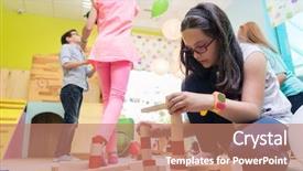  Presentation with wooden building blocks - Cool new slide deck with structure in balance during playtime backdrop and a coral colored foreground